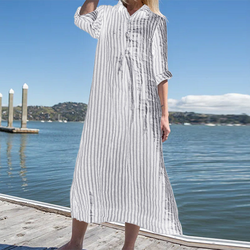 UK Womens Summer Shirt Dresses Baggy Long Sleeve Kaftan Casual