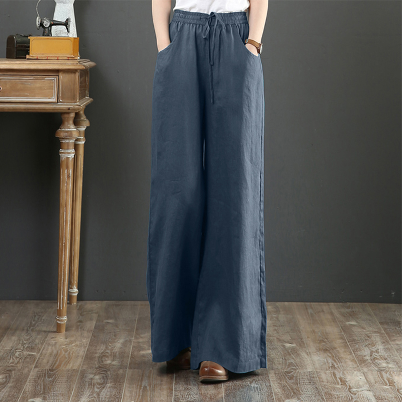 UK Women Winter Elastic Waist Long Trousers Wide Leg Loose Harem Pants Plus 8-24 - Picture 13 of 18