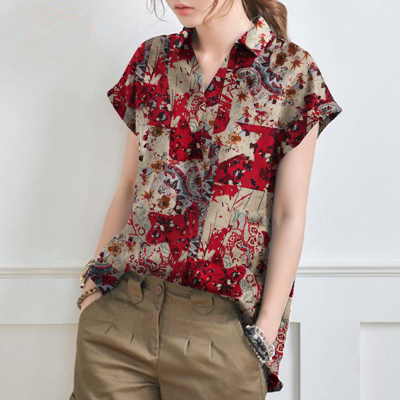 ZANZEA Womens Vintage Retro Floral Printed Shirts Summer Bohemian Beach Tops Tee - Picture 11 of 13