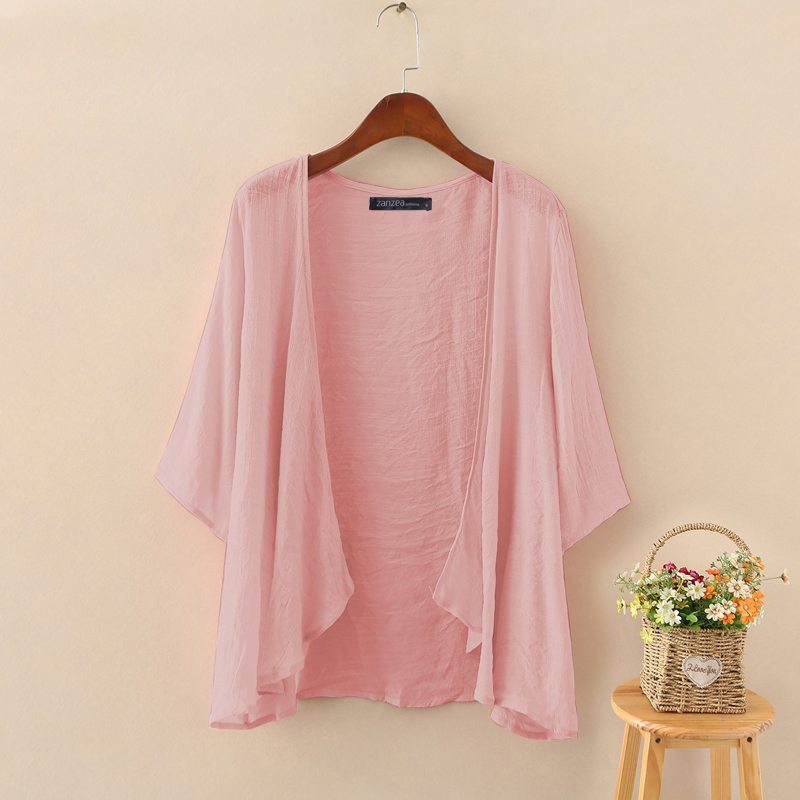 ZANZEA Womens Summer 3/4 Sleeve Kimono Cape Holiday Bikini Bggy Tops Cardigan AU - Picture 14 of 15