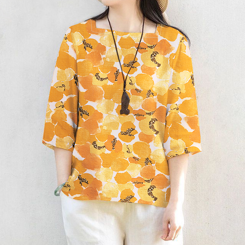 ZANZEA Women Floral Printed Blouse 3/4 Sleeve Crewneck Casual Loose Pullover Top - Picture 30 of 31
