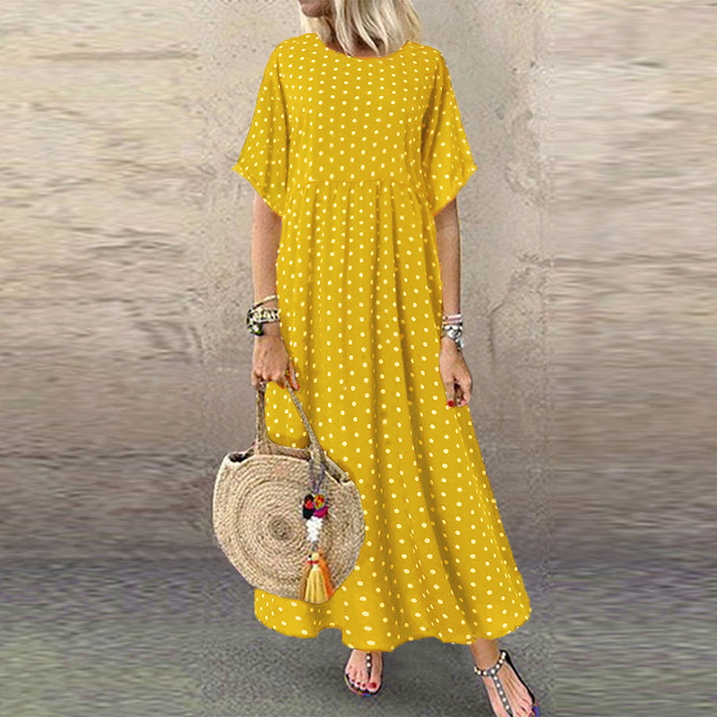 Mujer Mangas Cortas Una Línea Vestido Largo Informal Fiesta Noche Swing Maxi Vestido CALIENTE - Imagen 15 de 17