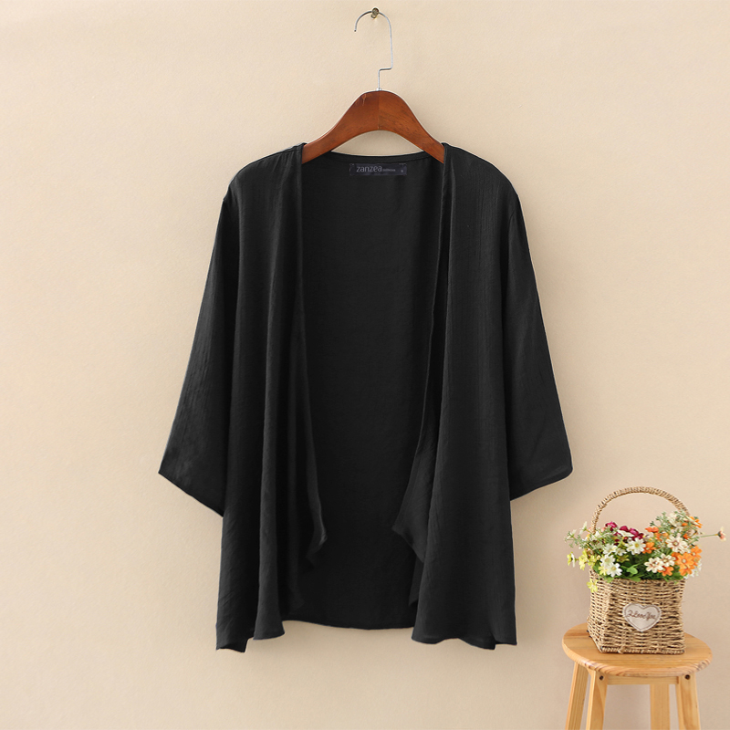 ZANZEA Womens Summer 3/4 Sleeve Kimono Cape Holiday Bikini Bggy Tops Cardigan AU - Picture 12 of 15