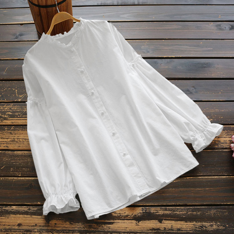 UK Womens Winter Long Sleeve Front Buttons Tops Casual Loose Shirt Blouse 8-24 - Picture 10 of 11