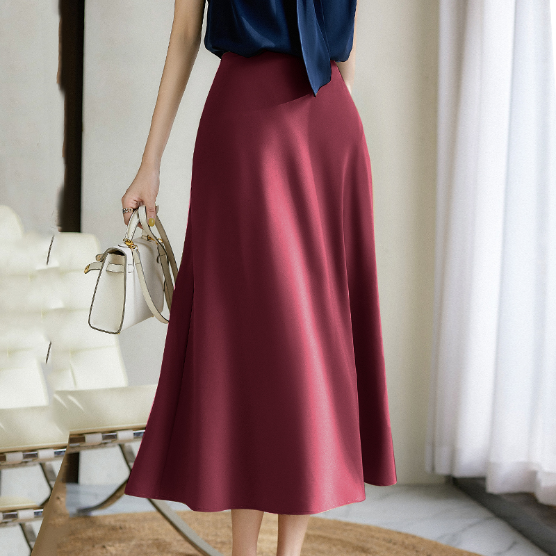 Maroon satin maxi clearance skirt