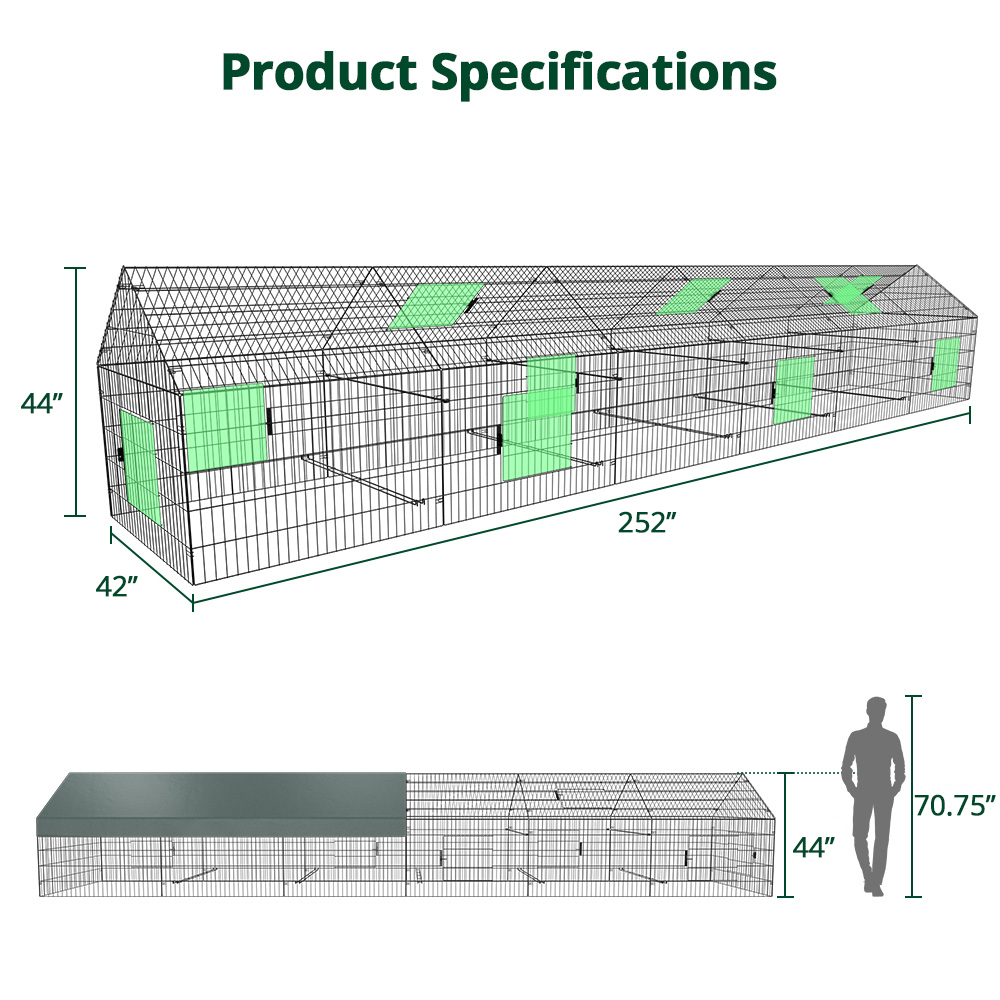 252''x42''x44'' Chicken Coop Pet Playpen Exercise Pen Pets Cage Enclosure Crate