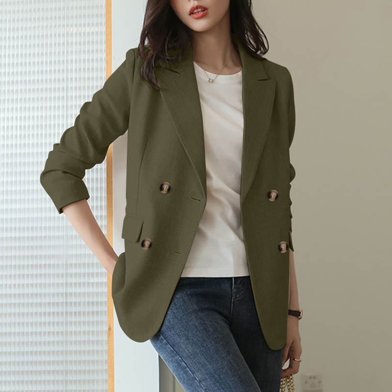 Womens Formal Plain Blazer Jackets Double Breasted OL Office Business Overcoats - Picture 14 of 15