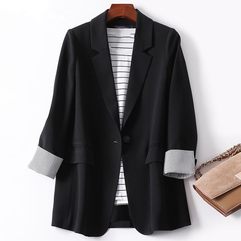 S-5XL Women Long Sleeve Splice Blazer Casual Office Work Cardigan Suit Jackets - Picture 11 of 13