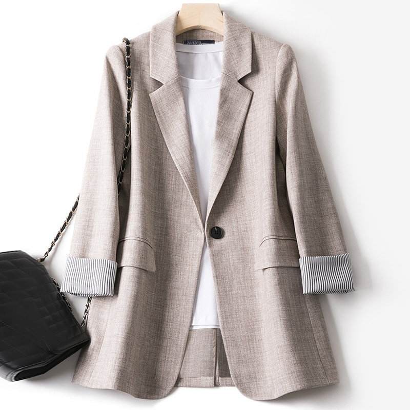 S-5XL Women Long Sleeve Splice Blazer Casual Office Work Cardigan Suit Jackets - Picture 12 of 13