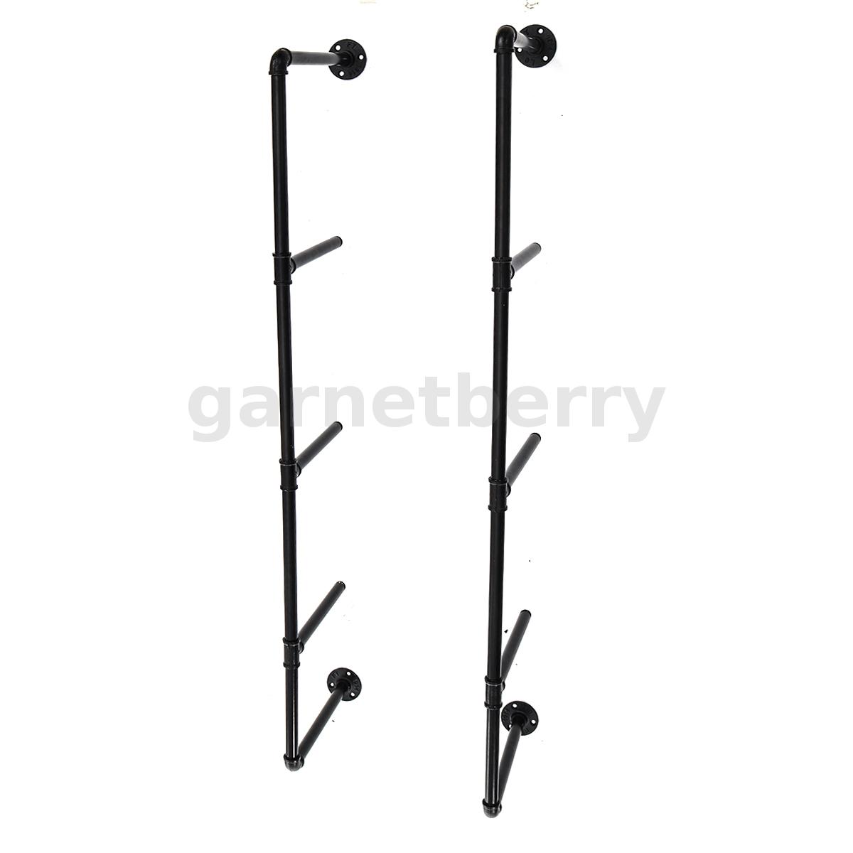 2/4-Tier Industrial Iron Pipe Wall Shelf Shelving DIY Bookshelf Bracket Storage