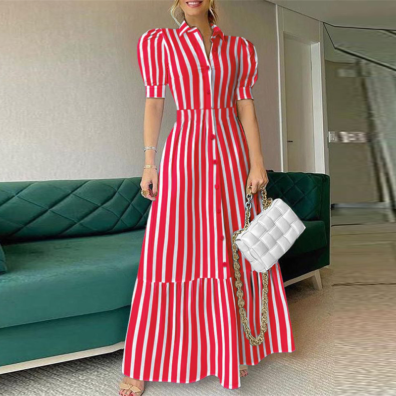 UK Women Striped Printed Long Maxi Dress Cocktail Party Prom Grom Dresses Plus - Picture 12 of 15