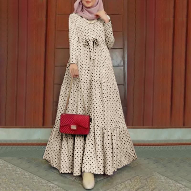 Long best sale dress polkadot