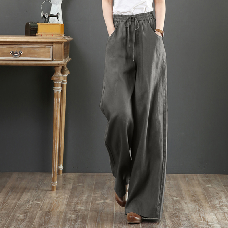 UK Women Winter Elastic Waist Long Trousers Wide Leg Loose Harem Pants Plus 8-24 - Picture 14 of 18