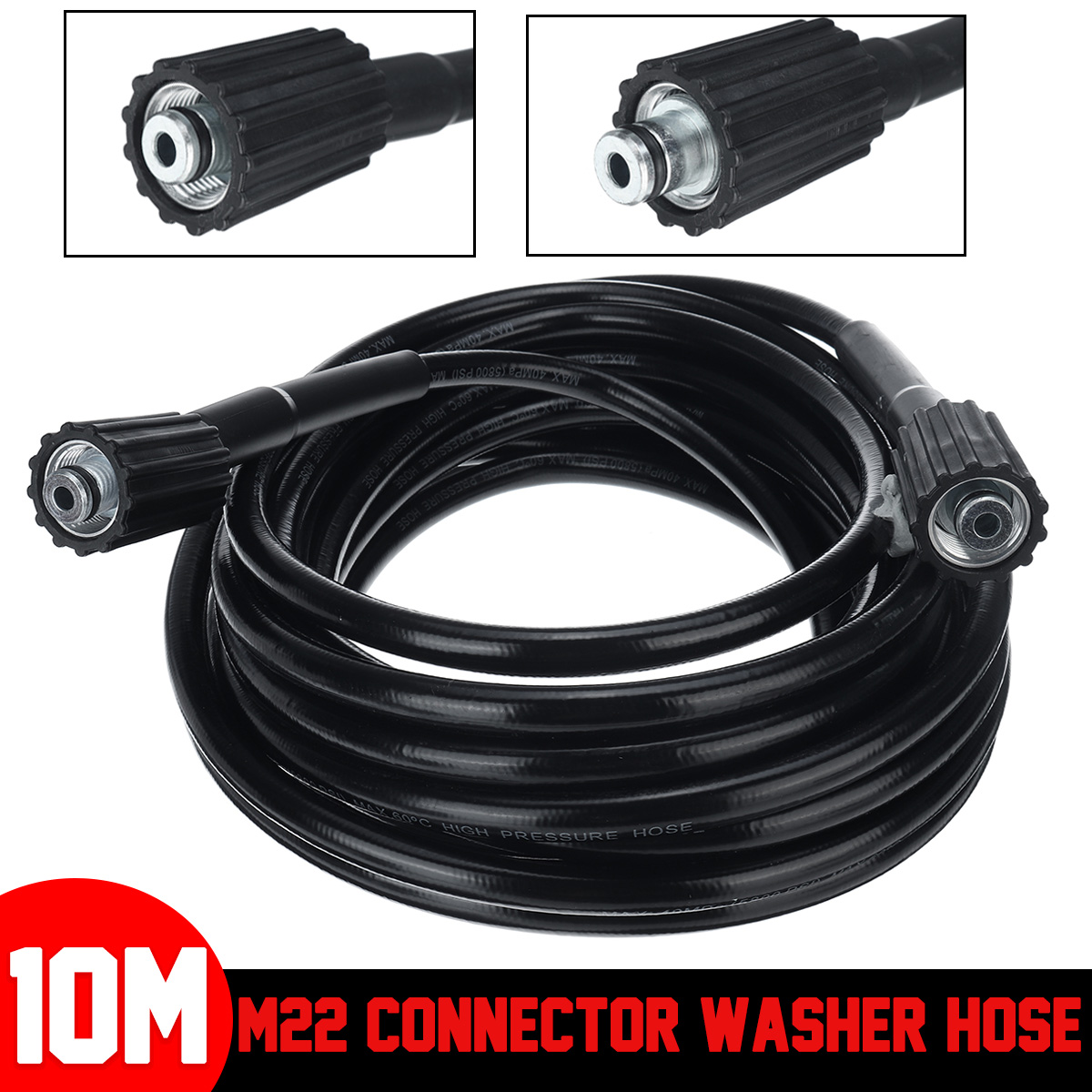 20ft/32ft/50ft M22 M14 High Pressure Washer Cleaning Hose Pipe Connector Replace