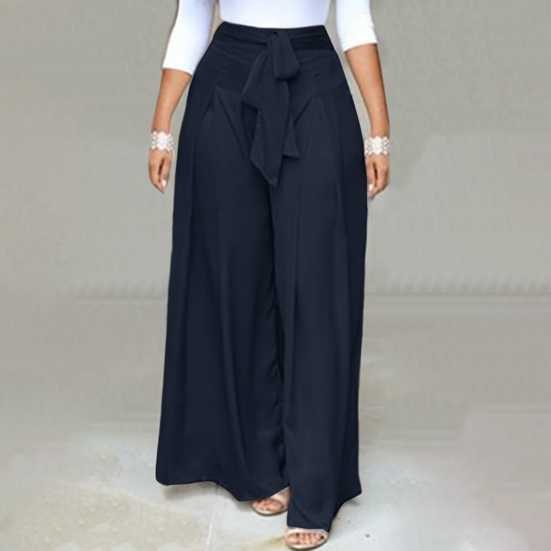 High Waist Solid Pants Jeans For Women - Navy