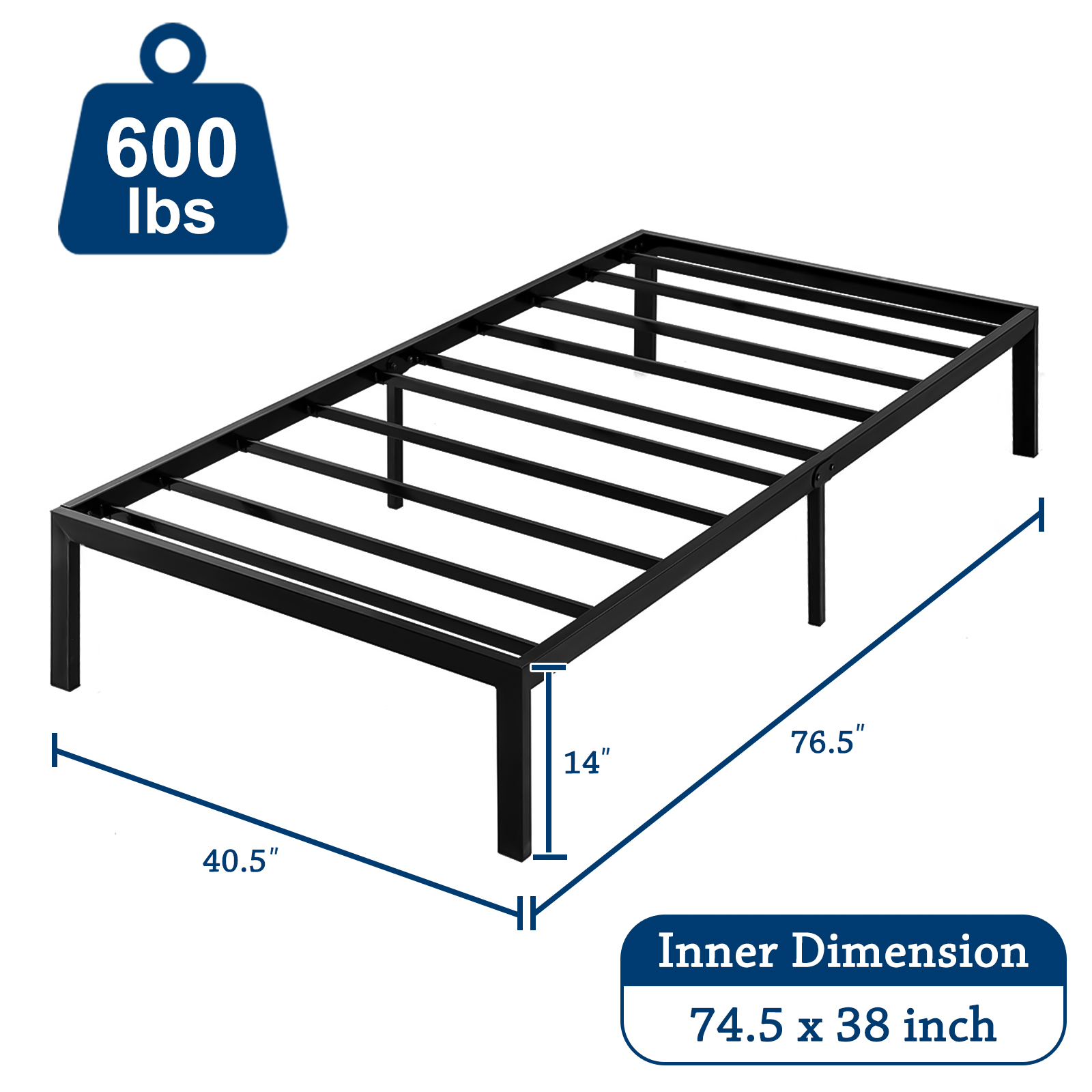 14'' Metal Bed Frame King/Queen/Full/Twin Size Platform Mattress Foundation Set