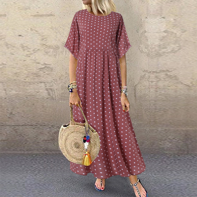 Mujer Mangas Cortas Una Línea Vestido Largo Informal Fiesta Noche Swing Maxi Vestido CALIENTE - Imagen 16 de 17