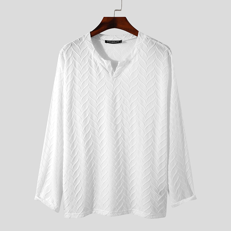 Mens Long Sleeve V Neck Loose Henley T Shirts Solid Color Formal Tee Blouse Tops - Picture 14 of 14