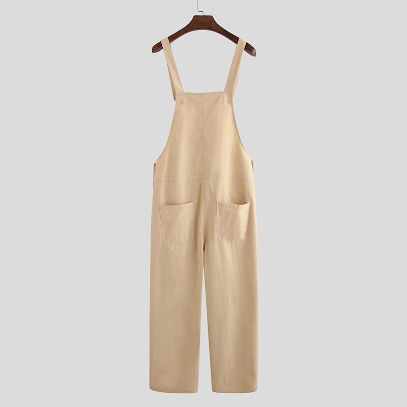 Men's Sleeveless Dungarees Rompers Suspender Bib Brace Cargo Trousers Overalls - Picture 14 of 15