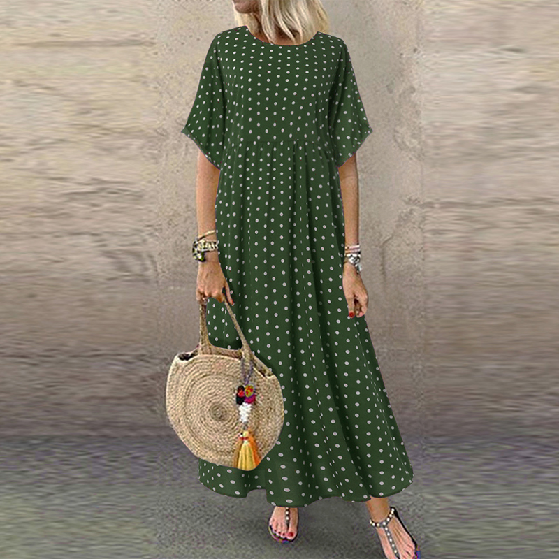 Mujer Mangas Cortas Una Línea Vestido Largo Informal Fiesta Noche Swing Maxi Vestido CALIENTE - Imagen 14 de 17