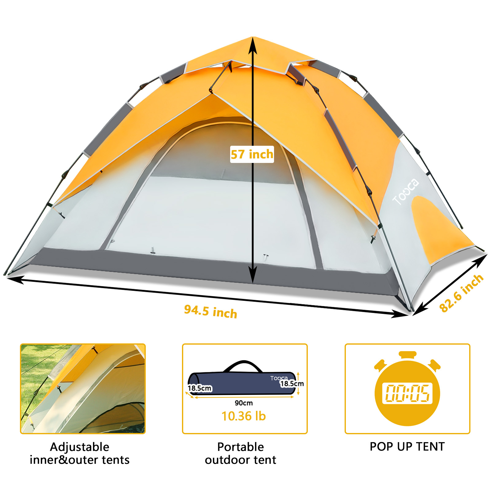 thumbnail 14  - Toocapro 5-6 Person Waterproof Automatic Camping Tent Hiking Family Travel Tent