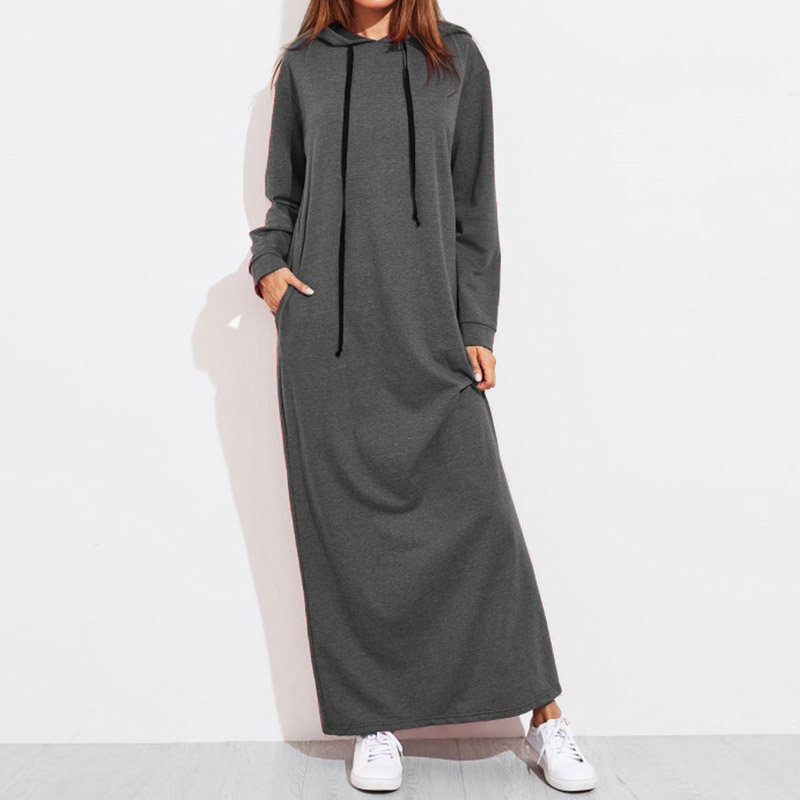 UK STOCK Women Warm Hooded Sweatshirt Hoodie Pullover Jumper Maxi Dresses  Plus | eBay