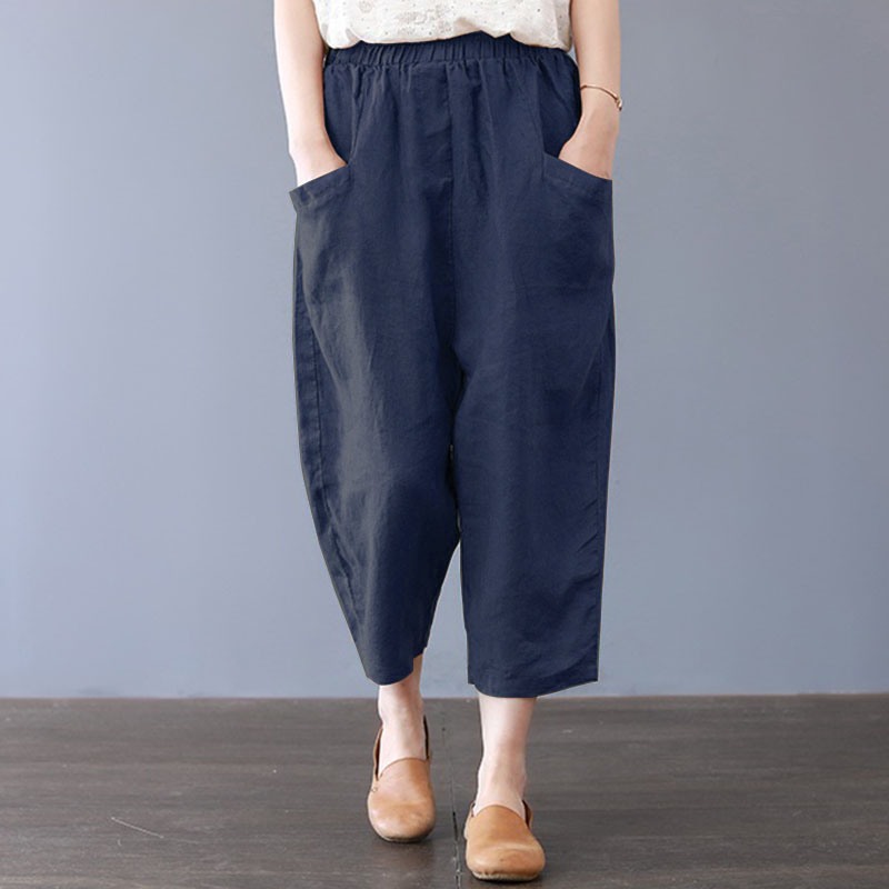 US STOCK Women Cotton Wide Legs Vintage Harem Pants Casual Holiday Long Trousers - Picture 16 of 16