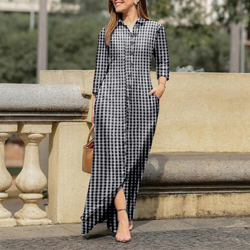 black and white checkered maxi dress