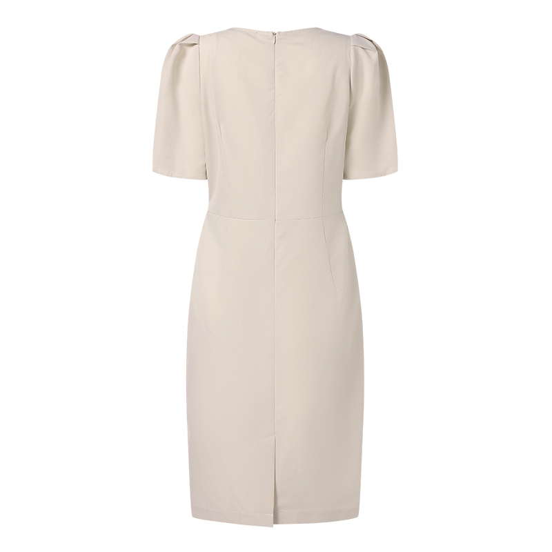 Women Short Sleeve V Neck Long Dress Skinny Asymmetrical