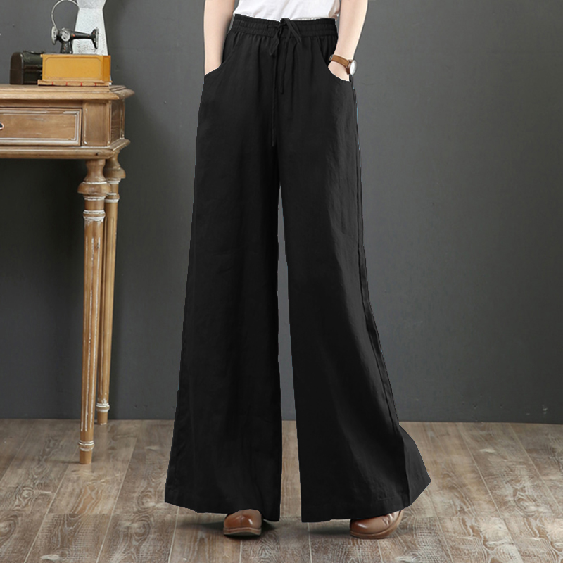 UK Women Winter Elastic Waist Long Trousers Wide Leg Loose Harem Pants Plus 8-24 - Picture 17 of 18