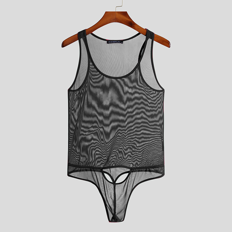 Incerun Men Muscle Sexy Sheer Mesh Bodysuit Lingerie Vest Leotard Jumpsuit Brief £799 Picclick Uk