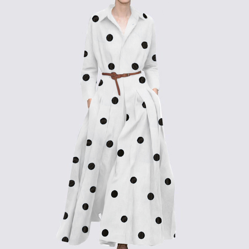 ZANZEA Womens Long Sleeve Office DressTravel Polka Dot Long
