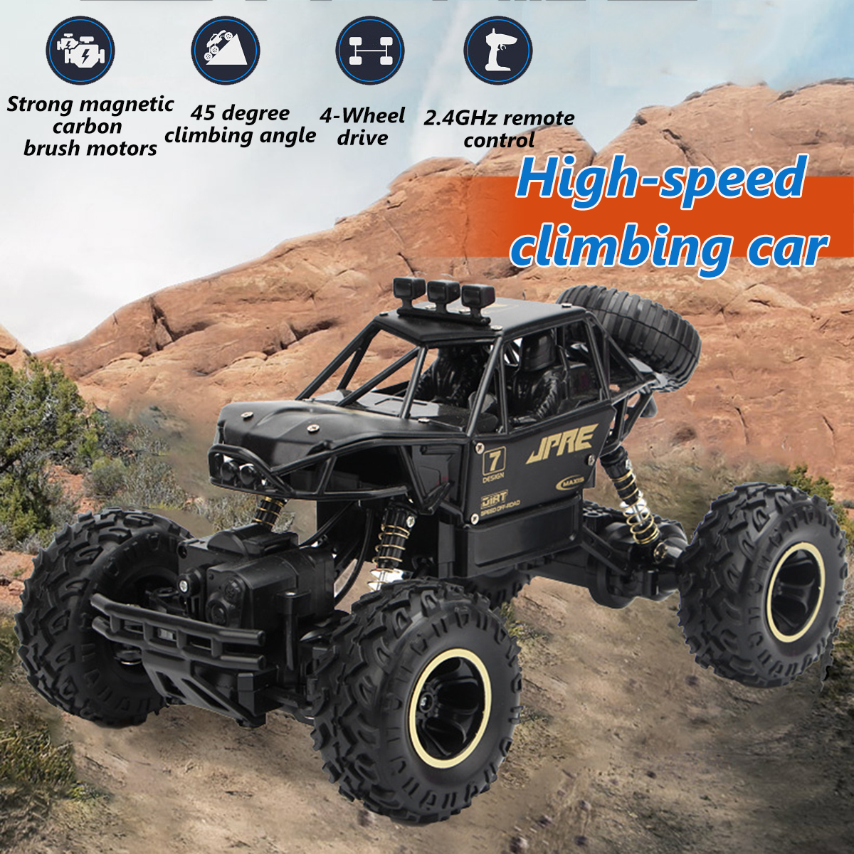 Monster-truck télécommandé Rock Crawler 2,4 GHz, 12 km/h, Véhicules  roulants radiocommandés