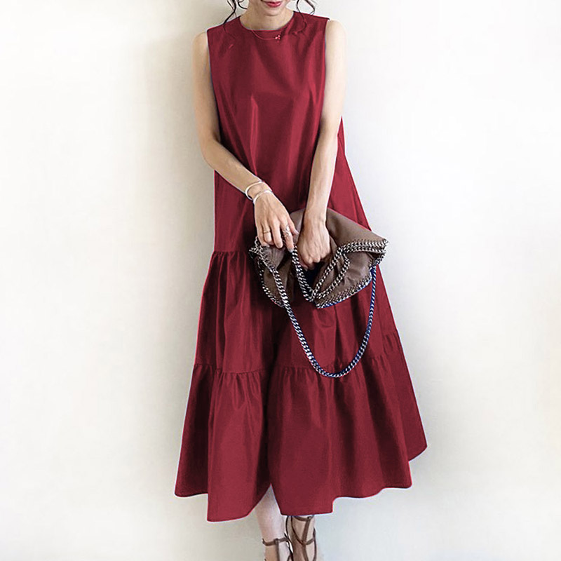 ZANZEA Womens Sleeveless Evening Cocktail Solid Layered Swing Long Maxi Dress AU - Picture 14 of 15