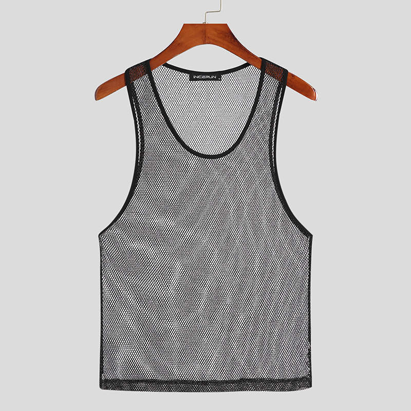 Chaleco de malla brillante sin mangas ver a través de fiesta torso sin mangas camiseta ropa de club nocturno - Imagen 13 de 15