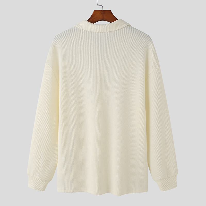 Mens Long Sleeve Winter Warm Collared Neck Sweater Half Zip