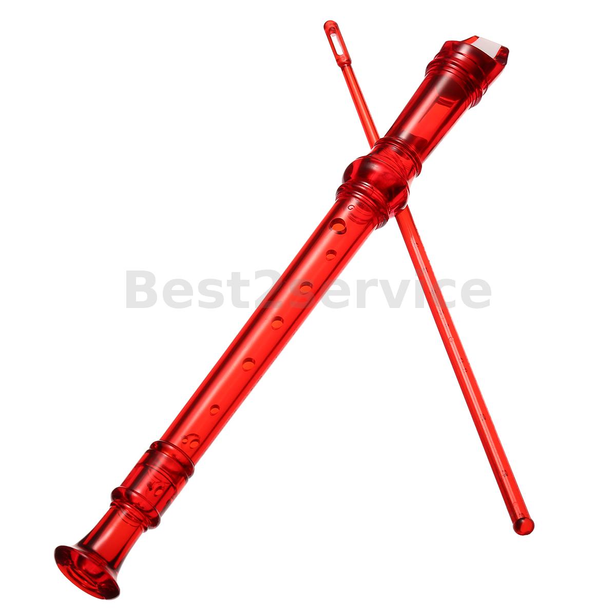 8 Holes Soprano Recorder Transparent Plastic Upright Flute Music Instrument Kid
