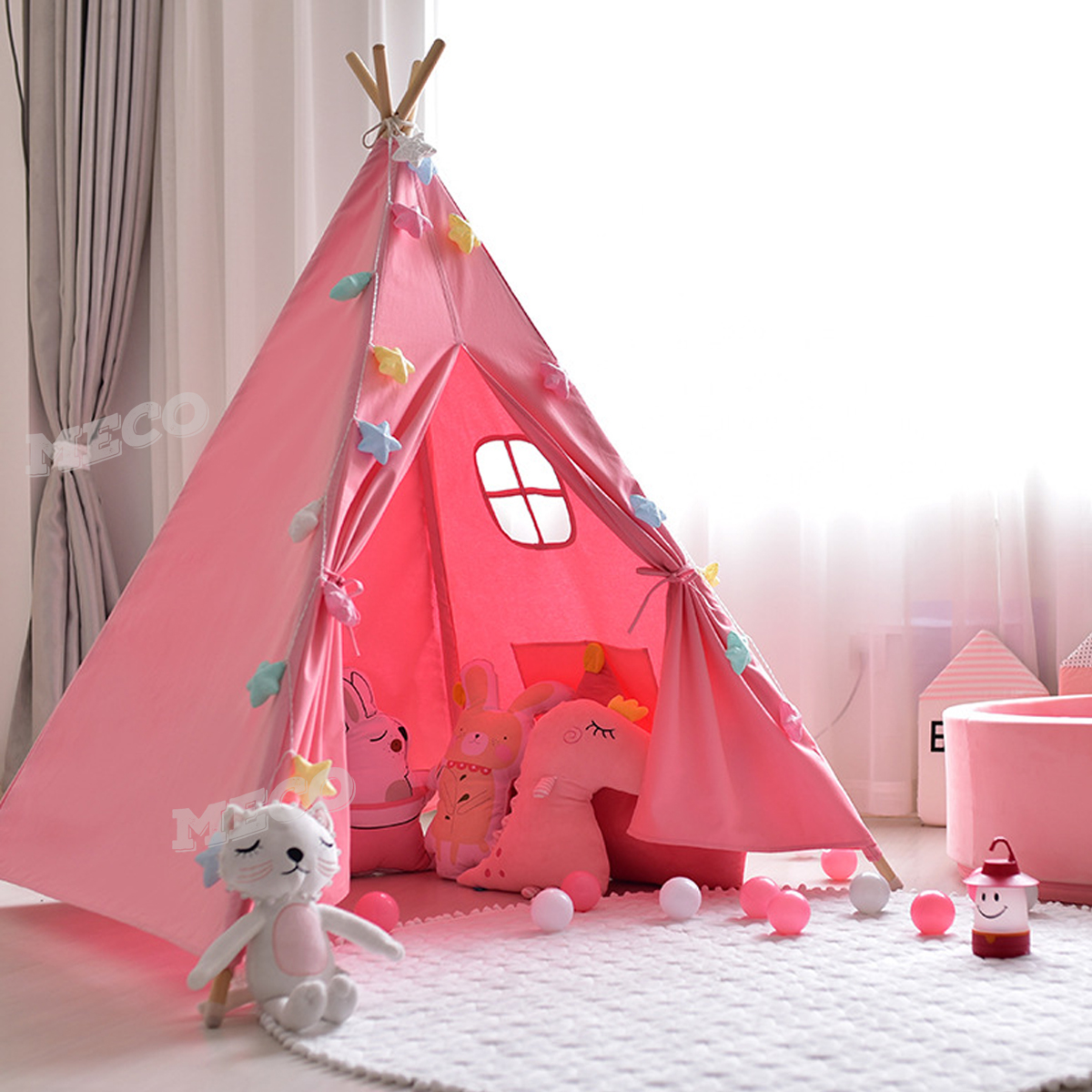 Large Kids Tent Teepee 180cm Cotton Canvas Childrens Play Wigwam Indoor House AU - Picture 19 of 19