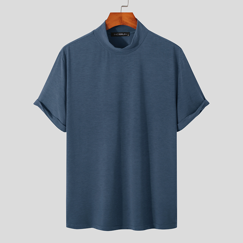 Mens Short Sleeve Basic T Shirt O-Neck Solid Blouse Formal Casual Tee Top Blouse - Picture 14 of 15