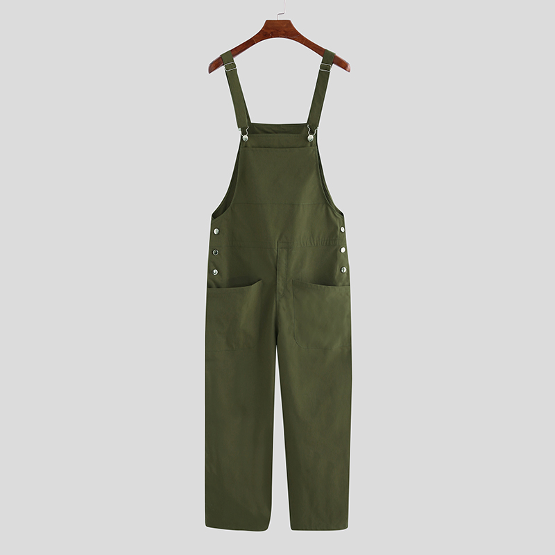 Men's Sleeveless Dungarees Rompers Suspender Bib Brace Cargo Trousers Overalls - Picture 15 of 15