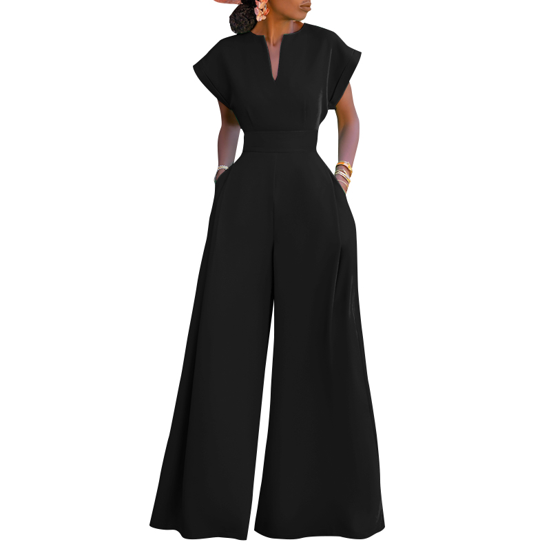 ZANZEA Women Short Sleeve Collect Waist Jumpsuits Side Pockets Wide leg Playsuit - Picture 12 of 14