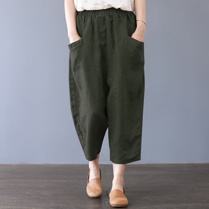 US STOCK Women Cotton Wide Legs Vintage Harem Pants Casual Holiday Long Trousers - Picture 15 of 16