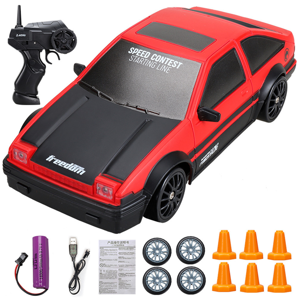 Carro de corrida RC Drift, controle remoto de 2,4 GHz com luz LED