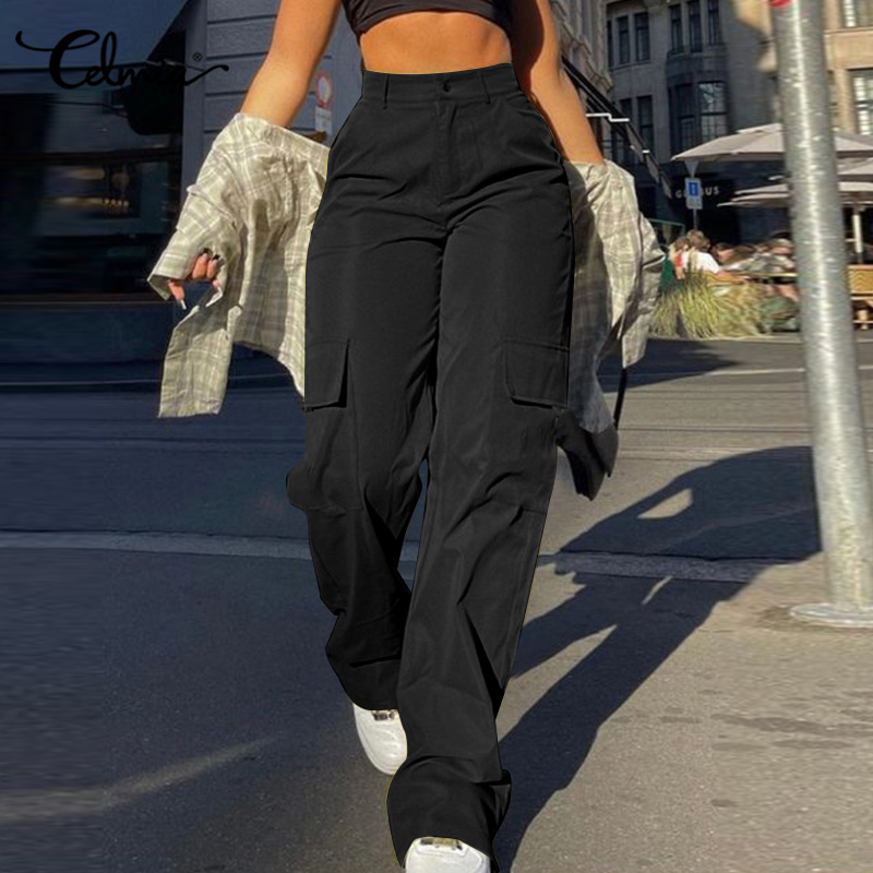 Wide leg cargo pants ladies sale