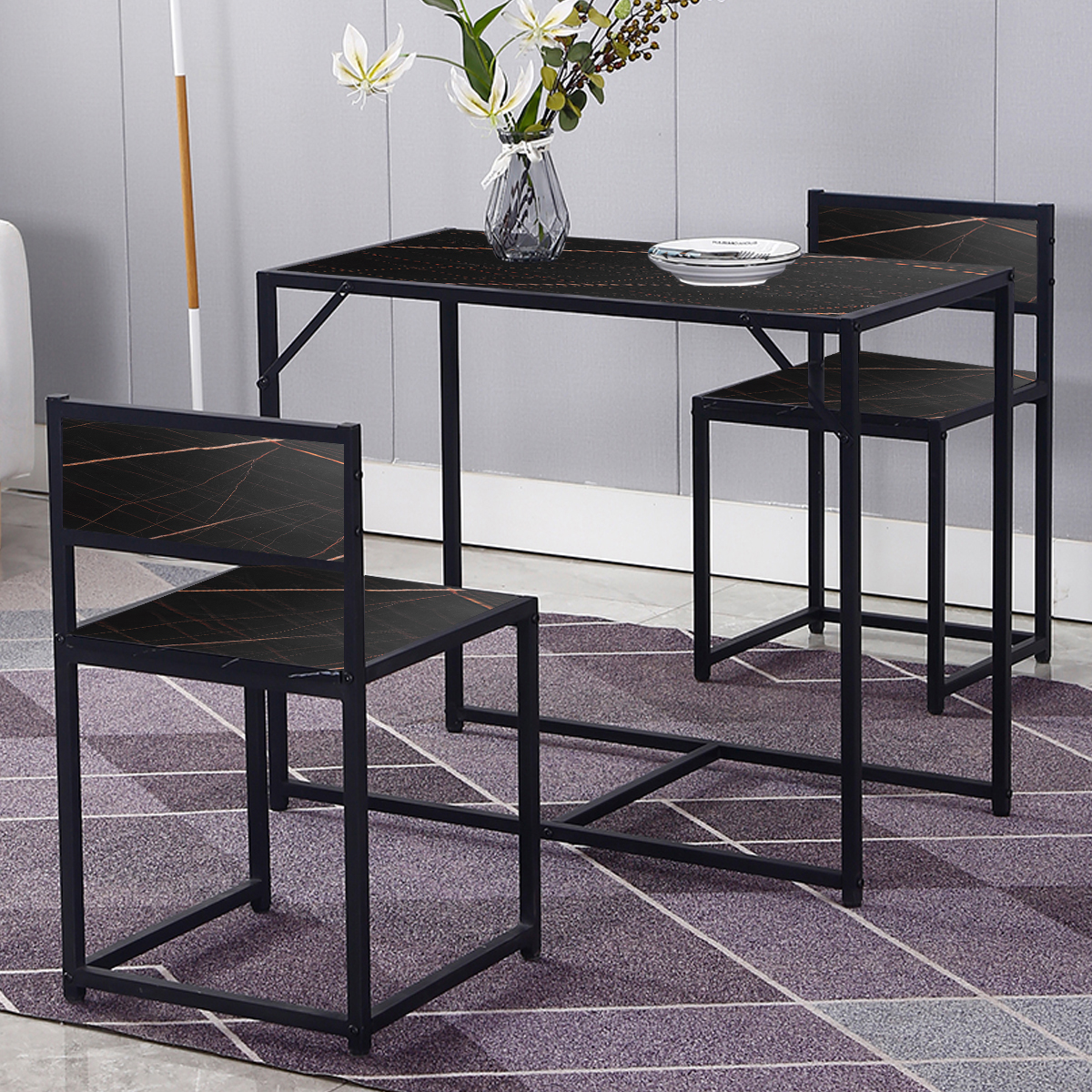 3-Piece Dining Set Room Kitchen Breakfast Table with 2 Chairs Coffee Table Set