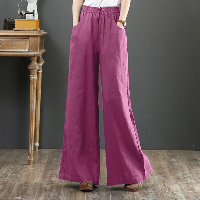 UK Women Winter Elastic Waist Long Trousers Wide Leg Loose Harem Pants Plus 8-24 - Picture 18 of 18