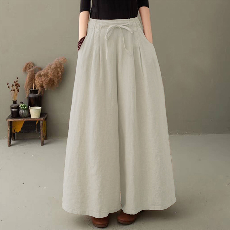 UK Womens Summer Wide Leg Palazzo Pants Casual Loose Long Trousers Culottes 8-24 - Picture 14 of 15