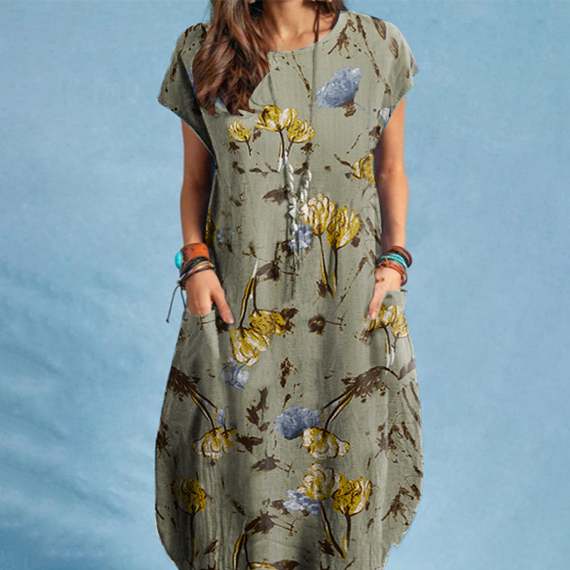 ZANZEA Womens Short Sleeve Floral Printed Casual Baggy Bohemian Beach Mini Dress - Picture 10 of 10