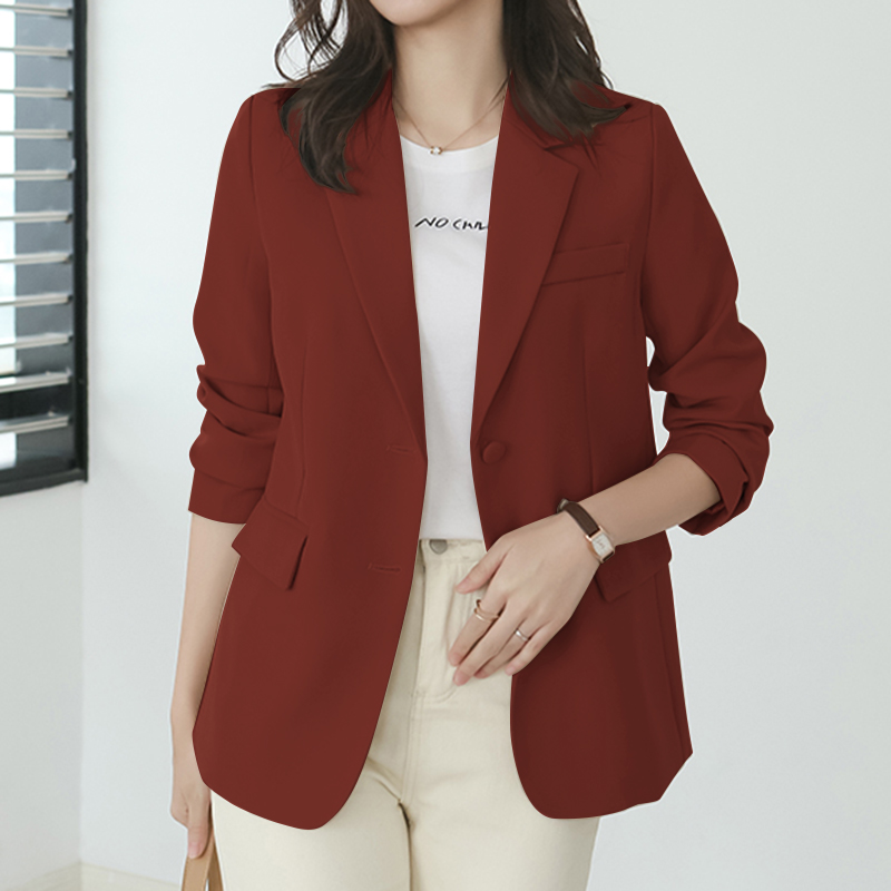 Womens Ruched Sleeve Fully Lined Blazer Collared Casual Ladies Formal Jacket Top - Picture 14 of 14