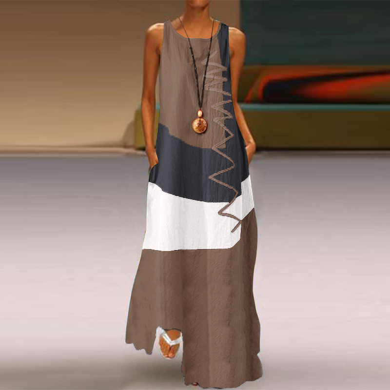 Women Linen Cotton Summer Casual Loose Long Maxi Dress Sleeveless Tank Sundress - Picture 14 of 16